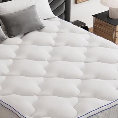 Belffin Pillow Top Mattress Topper King Size, Mattress Pad Cover with 8-21 Inch Deep Pocket, Bed Mattress Protector for Back Pain Relief Soft Breathable Overfilled Down Alternative Filling, White - Image 1