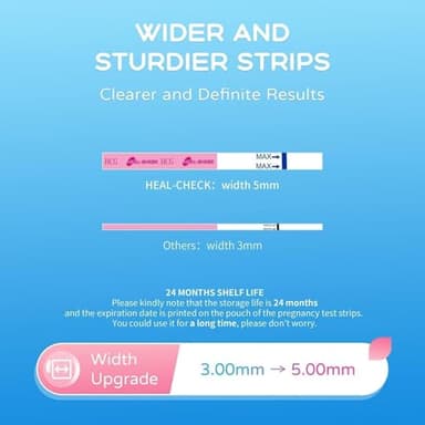 Pregnancy Tests with Cup, HEAL-CHECK Bulk Pregnancy Test Strips for Home Detection, Over 99% Accuracy, Individually Wrapped, Extra-Wide 5mm HCG Test Kit Comfortable Grip, 25 Count, Pruebas De Embaraz - Image 4