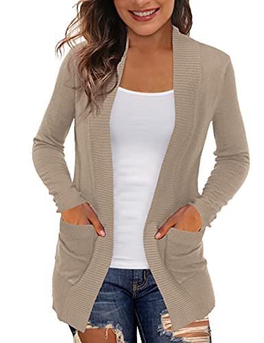 REDHOTYPE Womens Cardigans with Pockets Casual Long Sleeve Open Front Cardigan for Women, Camel Heather, Medium - Image 1