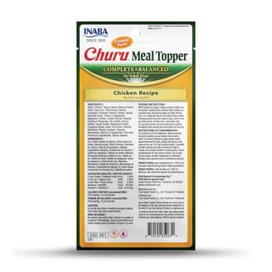 INABA Churu Meal Topper for Dogs, Complete & Balance, Creamy, Lickable Purée Dog Food Topper, 0.5 Ounce Tube, 24 Tubes (4 per Pack), Chicken Recipe - Image 2