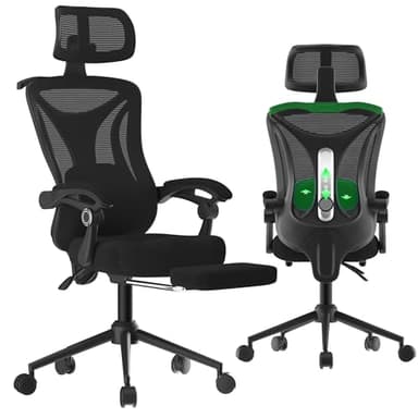 CYKOV Ergonomic Office Chair - Adjustable Lumbar & Headrest, 90-160° Reclining with Footrest, Breathable Mesh Back - Home Office/Gaming Computer Chair (Black, 300lbs Capacity) - Image 3