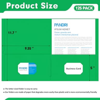 Two Pocket Folders, PANDRI 125 Pack 2 Pocket Folders, Letter Size Paper File Folder for School Office Home Business, Assorted 5 Colors - Image 2