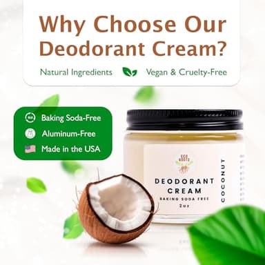 ECO ROOTS Natural Deodorant for Women & Men | Organic Deodorant Cream Non Aluminum | Baking Soda Free Healthy Deoderant for Body & Private Parts | All Vegan Pit Paste Zero Sweat | Coconut Scent - Image 2