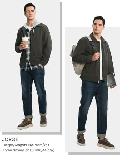 Rdruko Mens Lightweight Casual Jacket Full Zip Laydown Collar Golf Outdoor Work Jackets with Zip Pockets Deep Grey M - Image 6