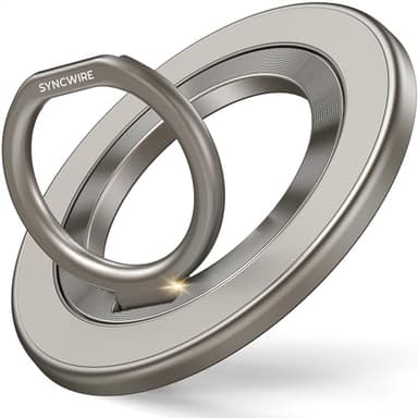 Syncwire Magnetic Phone Ring Holder for MagSafe, Magnetic Ring Holder Cell Phone Grip Stand Finger Ring Kickstand with Two-Sided Magnetic Compatible iPhone 16 Pro Max 15 14 13 12 Android - Titanium - Image 1