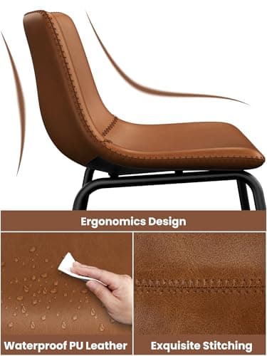 Aowos Bar Stools Set of 2, 26 Inches Counter Height Bar Stools with Back, Modern Faux Leather Barstools with Metal Legs and Footrest, Bar Chairs for Kitchens Island (Dark Brown) - Image 5
