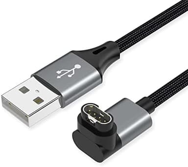 AGVEE 2 Pack 3.3ft Charger Cable for Garmin Watch, L-Shape Braided Charging Cord for Fenix, Forerunner, Vivoactive, Instinct, Venu, Tactix, Approach, D2, Quatix Series, Dark Gray - Image 2