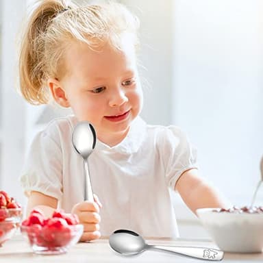 Pimoys 9 Pieces Toddler Spoons Kids Spoons, Kids Silverware Stainless Steel Toddler Utensils Metal Kids Cutlery Set Baby and Children Safe Flatware, Perfect for Small Hands - Image 5