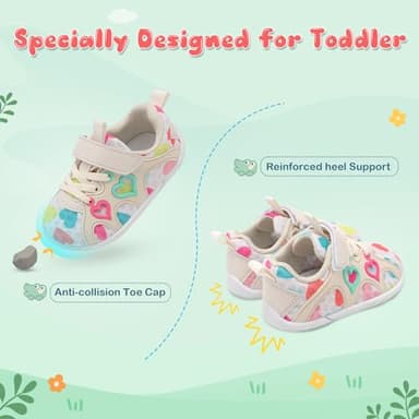 JIASUQI Baby Shoes 7c Toddler Girl Shoes Baby Girls Sneakers Walking Shoes Heart Size 4-5 - Image 5