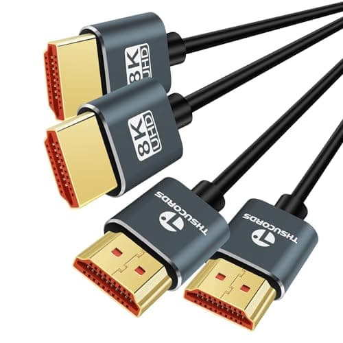 Thsucords Ultra Thin 8K 4K HDMI Cables 10FT 2 Pack, Slim & Flexible Soft High Speed HDMI 2.1 Cord Support 4K@120Hz 8K@60Hz48Gbps Compatible with Roku TV/HDTV/PS5/Blu-ray - Image 1