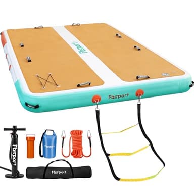 FBSPORT Inflatable Floating Dock, 10ft Inflatable Swim Platform Dock for Lake, Inflatable Water Floating Dock Mat with Non-Slip EVA Surface, Floating Island for Pool Beach Ocean 10x6.5x0.5ft,WoodGrain - Image 8