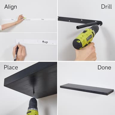 BAYKA Floating Shelves for Wall, 36 inches Long Wall Mounted Rustic Wood Shelves for Bathroom, Bedroom, Living Room, for Books/Storage/Decor with 30lbs Capacity（Black,Set of 3 - Image 9