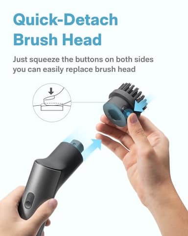 HOTO Cordless Electric Spin Scrubber, IPX7 Full Body Waterproof Bathroom Cleaning Brush, Max 22 in-lb, Shower Scrubber Brush with Long Handle, 6 Brush Heads, Power Scrubber for Bathroom, Floor, Tile - Image 9