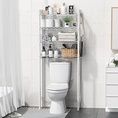 Hodonas Over The Toilet Storage, Bathroom Organizer Shelves Space Saver Over Toilet, Above Toilet Storage Rack, Over-The-Toilet Storage Shelf, White - Image 4