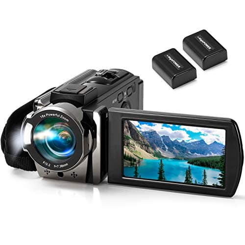 kimire Video Camera Camcorder Digital Camera Recorder Full HD 1080P 15FPS 24MP 3.0 Inch 270 Degree Rotation LCD 16X Digital Zoom Camcorder Camera with 2 Batteries(Black) - Image 1