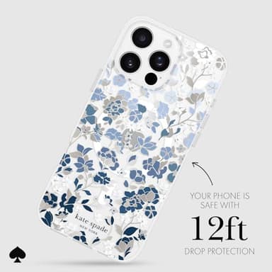 kate spade new york iPhone 16 Pro Max Case - Compatible with MagSafe - Designer Phone Case - Flowerbed Blue Gems - Image 3
