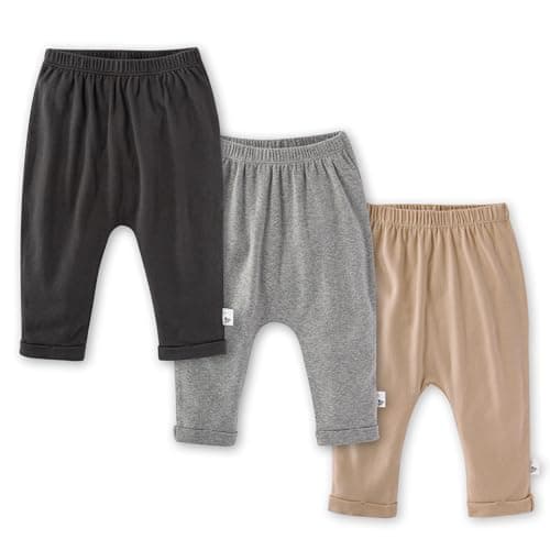 Burt's Bees Baby Knit Jogger Pants, Baby Sweatpants, 100% Organic Cotton Infant Bottoms, Ash 3pk, 0-3 Months - Image 1