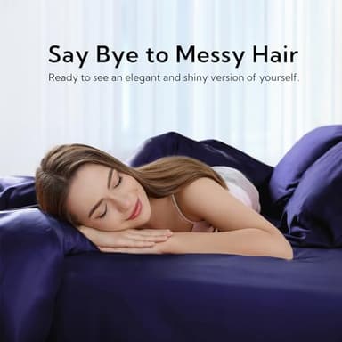 Candoury Satin Sheets Bed Set 4 Pcs, King Size Silky Bedding Set, Soft and Durable Pillowcase, Flat Sheet and Fitted Sheet, Hotel Luxury Bed Sheets Set(King, Navy Blue) - Image 4