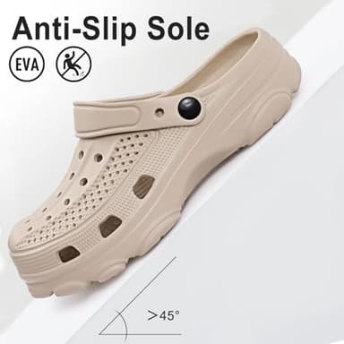 Beslip Womens Mens Garden Clogs Shoes with Arch Support Unisex Comfort Slip-on Sandals, Khaki 43 (10.5-11 Women/9-9.5 Men) - Image 4