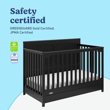 Graco Hadley 5-in-1 Convertible Crib with Drawer (Black) – Combo, Includes Full-Size Nursery Storage, Converts from Baby Crib to Toddler Bed, Daybed - Image 5