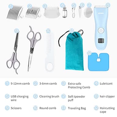 Baby Hair Clippers, Professional Quiet Hair Trimmer for Kids and Toddler, Waterproof & Rechargeable Cordless Hair Cutting Machine for Children, with LCD Display - Image 7