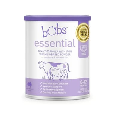 Bubs Essential Infant Formula, with Iron, Cow Milk-Based Powder, for Infants 0-12 Months, Made with Non-GMO Milk, 20 oz - Image 1