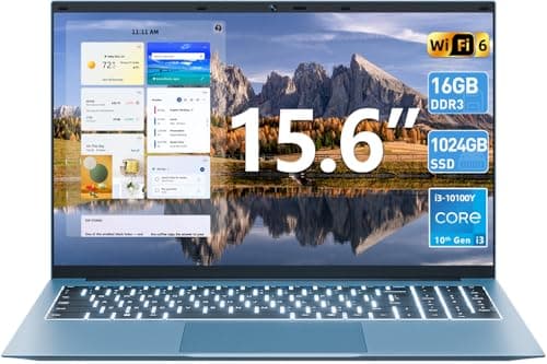 SGIN Laptop 15.6 Inch 16GB RAM 1024GB SSD, Win 11, Laptops Computer with Core I3, Portable Notebook, 7000mAh, WiFi 6, 180° Open Angle, 7000mAh, for Business and Students