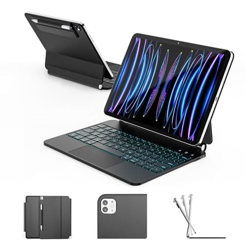 RAYMCRAFT for iPad Air 11-inch (M3 2025 / M2 2024) & iPad Pro 11 inch(1st/2nd/3rd/4th Gen), Magic Keyboard for Air 4/5 10.9", Springy Backlit Keys, Stain-Resistant Surface, Multi-Touch Trackpad, Black