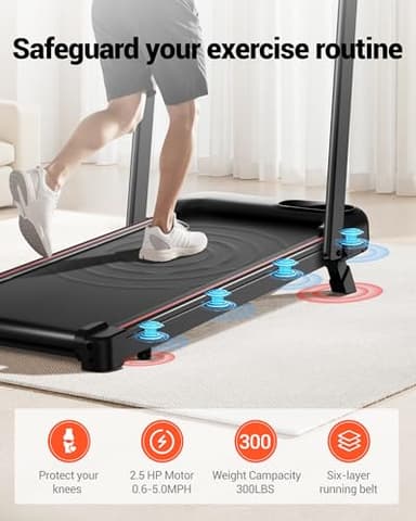 4-in-1 Walking Pad with 10% Incline, Portable Under Desk Treadmill, Foldable Treadmills for Home and Office, 2.5 HP Quiet Walking Pad Treadmill with 300 LBS Capacity - Image 5