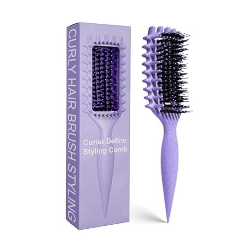 Curly Hair Brush Candybrush Curl Defining Brush for Detangling Shaping and Defining Curls for Women, Men, Wet & Dry Hair (Purple) - Image 1