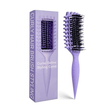 Curly Hair Brush Candybrush Curl Defining Brush for Detangling Shaping and Defining Curls for Women, Men, Wet & Dry Hair (Purple) - Image 1