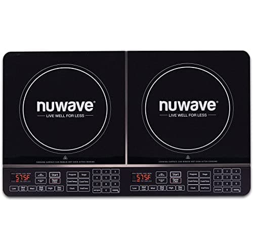 Nuwave Double Induction Cooktop, Powerful 1800W, 2 Large 8” Heating Coils, Independent Controls, 94 Temp Settings from 100°F to 575°F in 5°F Increments, 2 x 11.5” Shatter-Proof Ceramic Glass Surface - Image 1