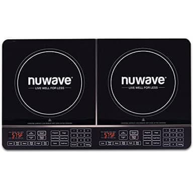 Nuwave Double Induction Cooktop, Powerful 1800W, 2 Large 8” Heating Coils, Independent Controls, 94 Temp Settings from 100°F to 575°F in 5°F Increments, 2 x 11.5” Shatter-Proof Ceramic Glass Surface - Image 1