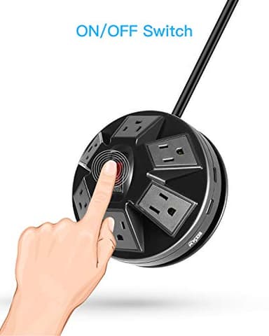 KMC 6-Outlet Surge Protector Power Strip with 2 USB (2.4A), Overload Protection, 15A 14AWG 6-Foot Cord Wire Extension Universal Socket - Image 5