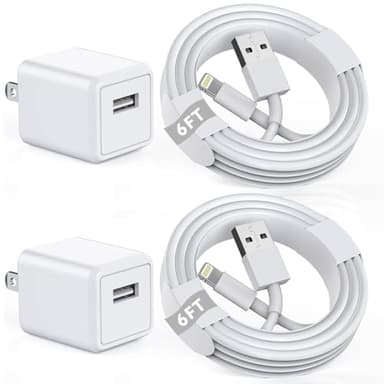 iPhone Charger [Apple MFi Certified] Apple Charger Cord 2Pcak 6FT Lightning Cable Fast Charging with Wall Charger Block Travel Plug Brick Adapter for iPhone 14/13/12/11/XS/XR/SE/7/8/8 Plus/AirPods - Image 1