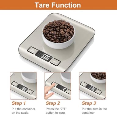 CROWNFUL Food Scale, 11 lb Digital Kitchen Scales with Built-in Coin Battery, Weight Ounces and Grams for Cooking and Baking, 6 Units with Tare Function, LCD Display, 304 Stainless Steel - Image 7