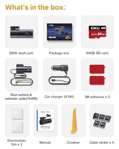 GKU Dash Cam Front and Rear, 4K 60fps＋2.5k Dashcam,STARVIS Sensor, HDR, 5G WiFi GPS, 24H Parking Mode, Night Vision, 170°Wide Angle, Dash Camera for Cars with 1.47 Display, 64G SDcard (Midnight) - Image 9