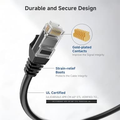 Cable Matters 10Gbps 10-Pack Snagless Cat 6 Ethernet Cable - 10ft, Cat 6 Cable, Cat6 Cord, Ethernet Cord, Black - Image 4