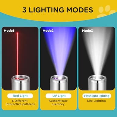 Koackl Cat Toy Pointer for Indoor, USB Rechargeable Cat Toy, 3 Light Colors Cat Interactive Toys for Dogs, Cats, Pet Chase Toy for Fun Playing Training Exercise Indoors - Image 3