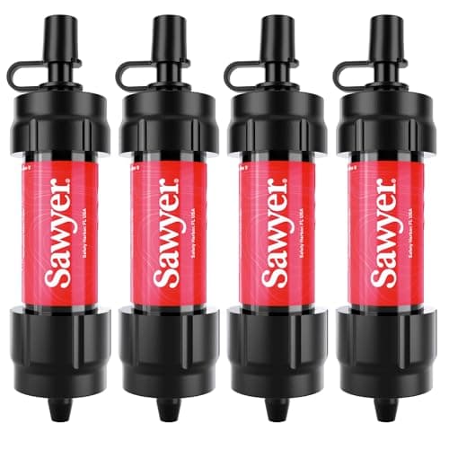 Sawyer Products SP1204 Mini Water Filtration System, Filter and Cleaning Plunger only, 4-Pack, Red - Image 1