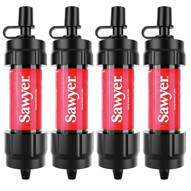 Sawyer Products SP1204 Mini Water Filtration System, Filter and Cleaning Plunger only, 4-Pack, Red - Image 1