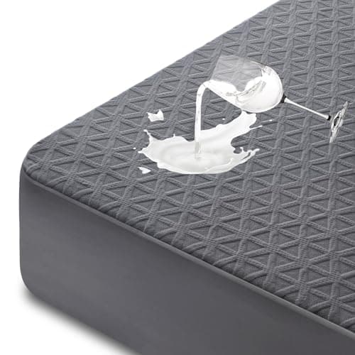 Premium Waterproof Mattress Protector Queen Size, Breathable Bed Cover 3D Air Fabric Cooling Mattress Pad Cover Smooth Soft Noiseless Washable, 8''-21'' Deep Pocket (Gray) - Image 1