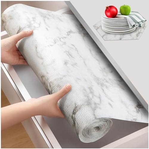 Beautysaid Shelf and Drawer Liner for Ktichen Cabinet, Non Adhesive Non Slip Shelf Paper Waterproof Washable Thickened for Dresser Pantry Shelve Bathroom Protector Liner(Marble,23.6 in x 30 FT) - Image 1