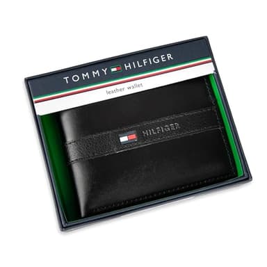 Tommy Hilfiger Men's Leather Wallet – Slim Bifold with 6 Credit Card Pockets and Removable ID Window, Casual Black Ranger, One Size - Image 9