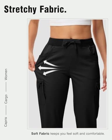TBMPOY Womens Cargo Capris with Pockets Lightweight Hiking Capris Pants Quick Dry Casual Cropped Pants Summer Trip Cotton Black XL - Image 5
