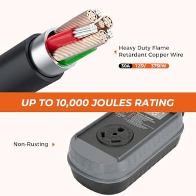 ALIESTFDNO Smart RV Surge Protector 30 Amp 10000 Joules with High/Low Voltage Protection, RV Circuit Analyzer Full Protection, Upgraded Waterproof RV Adapter Plug for Camping Travel Trailer - Image 4