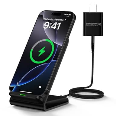 Samsung S25 Fast Wireless Charger Stand,15W Cordless Wireless Charging Station with 18W Adapter for Samsung Galaxy S25/S24 Ultra/S23 FE/S22/S21/iPhone 17 Pro Max 16 15 14/Google Pixel 10 Pro - Image 1