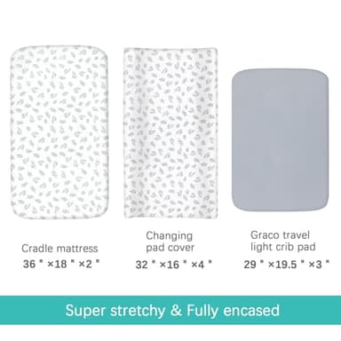 Changing Pad Cover, Diaper Changing Pad Covers 4 Pack, Fitted Baby Changing Table Sheets for 32''×16'' Change Table Pad, Cradle & Bassinet Sheets for Boys & Girls, Soft & Breathable - Image 3