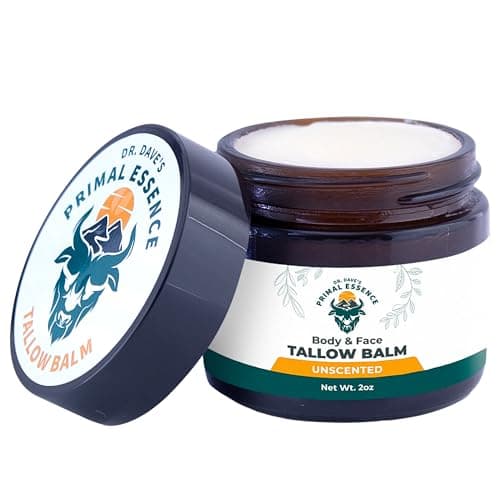 Dr. Dave's Primal Essence Grass Fed Beef Tallow Balm for Face and Body with Shea Butter, Organic Jojoba Oil, Honey, and Beeswax – Beef Tallow for Skin – Unscented Balm – 2 oz - Image 1