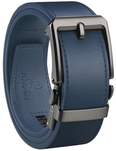 JUKMO 1.5" (38mm) Leather Ratchet Belt for Men in Gift Box (Blue, Medium) - Image 1